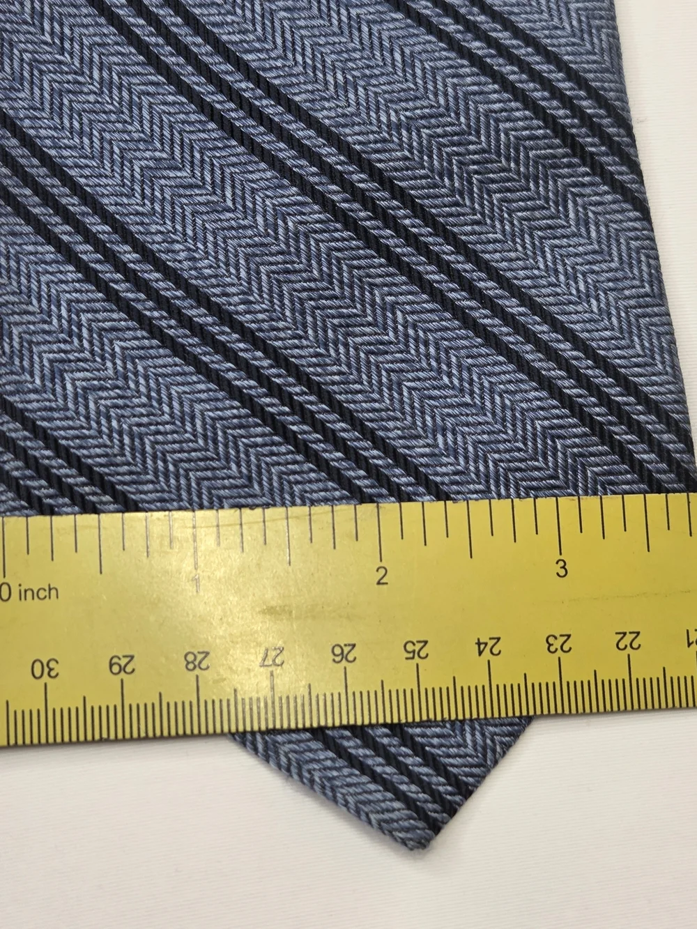 Faconnable Mens Navy Blue Herringbone Black Striped 100% Silk XL Tie 3.85